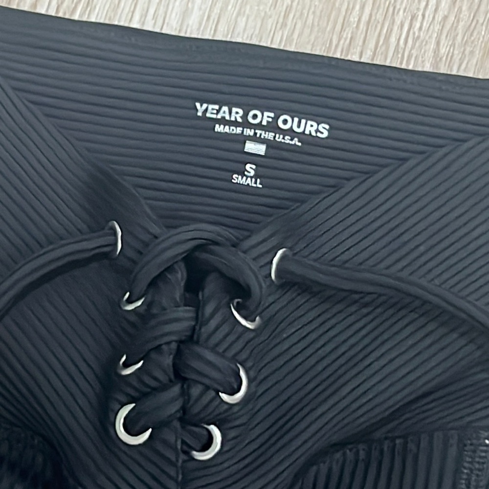Year of Ours- black ribbed football tie legging